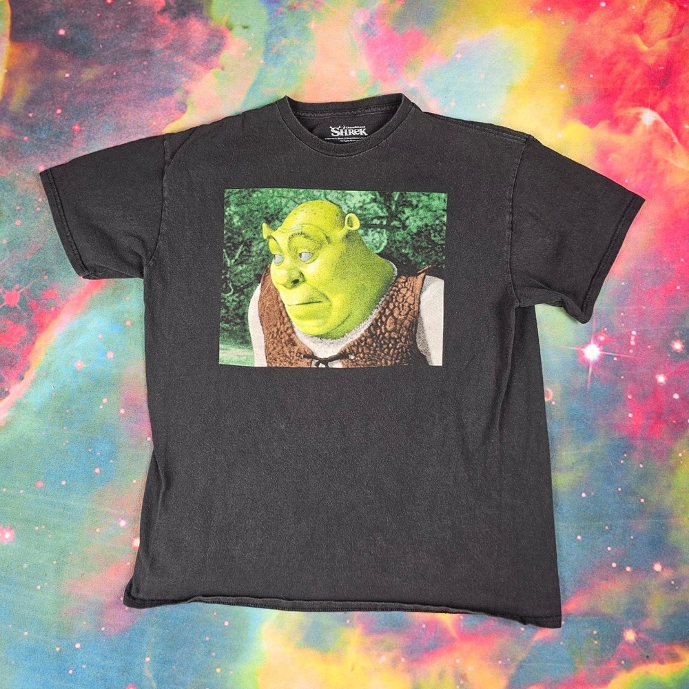 Shrek Dreamworks Movie Graphic T-Shirt Black Kids Size L‎